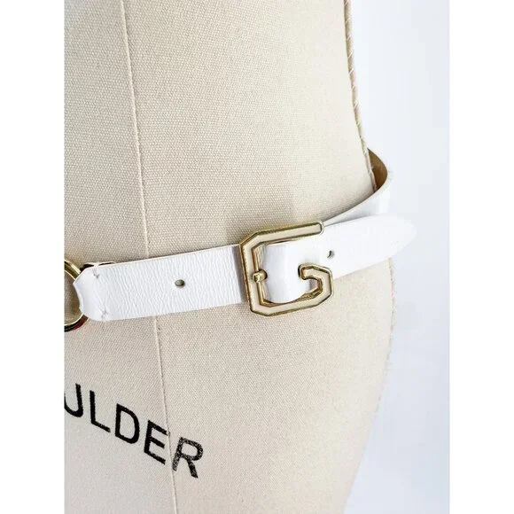 Dolce & Gabbana Skinny White Leather Belt Size: M Dolce & Gabbana Girls Leather Logo Belt in White  main image 3